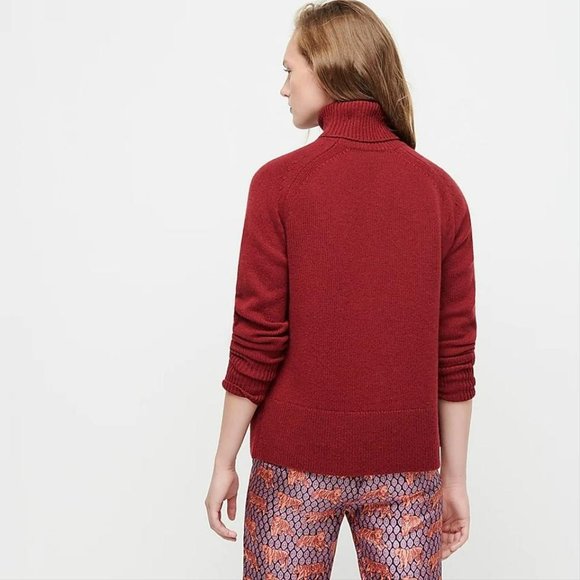 J.Crew cashmere boyfriend turtleneck sweater burgundy - Picture 2 of 4